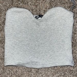 ZARA - grey knit bustier tube top